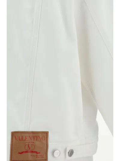 Shop Valentino Denim Jacket In Bianco