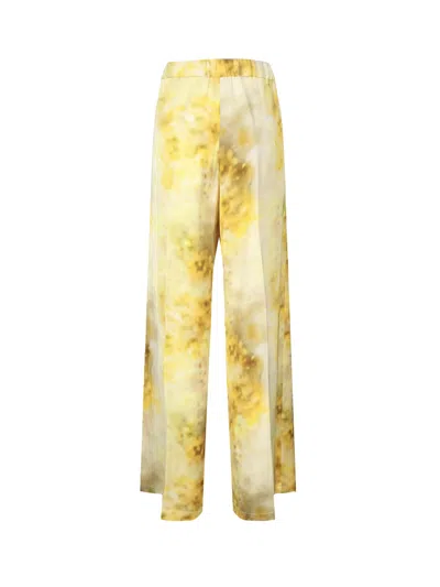 Shop Pinko Shaded Flower Palazzo Pants In Multi Giallo Verde