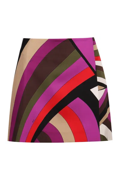Shop Pucci Printed Silk Skirt In Multicolour
