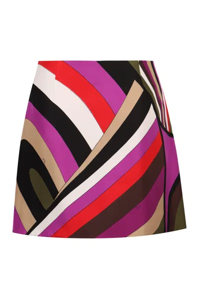 Shop Pucci Printed Silk Skirt In Multicolour