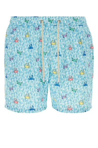 Shop Mc2 Saint Barth Printed Polyester Swimming Shorts In Celeste
