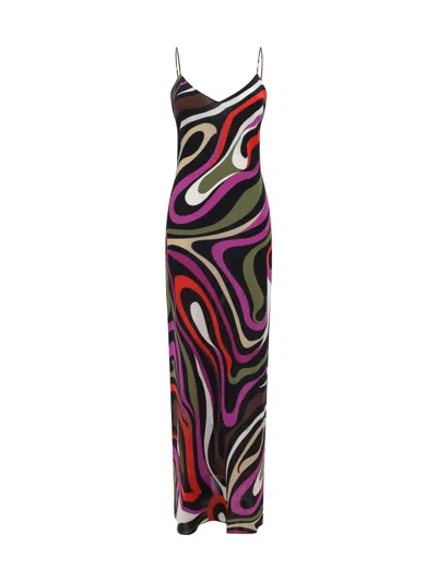 Shop Pucci Long Dress In Multicolour