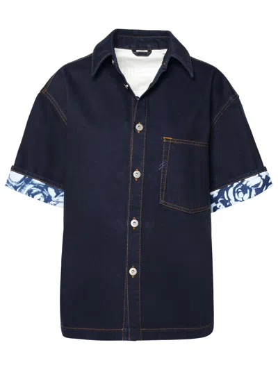 Shop Burberry Denim Short-sleeved Shirt In Indigo Blue