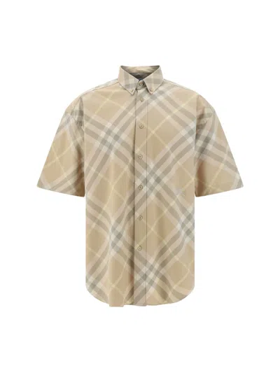 Shop Burberry Checked Short-sleeved Shirt In Flax Ip Check