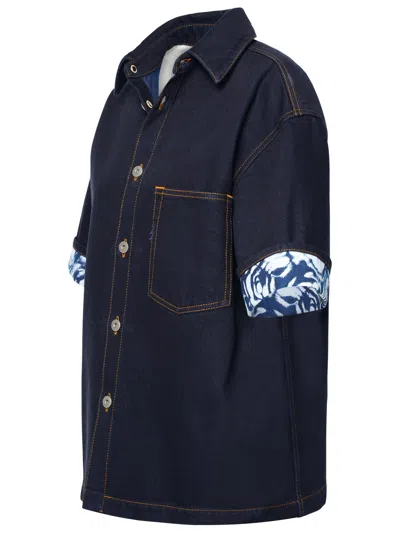 Shop Burberry Denim Short-sleeved Shirt In Indigo Blue