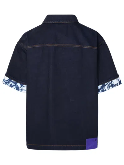 Shop Burberry Blue Cotton Shirt In Indigo Blue