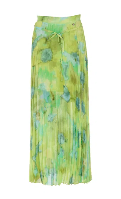 Shop Liu •jo Pleated Skirt In Verde