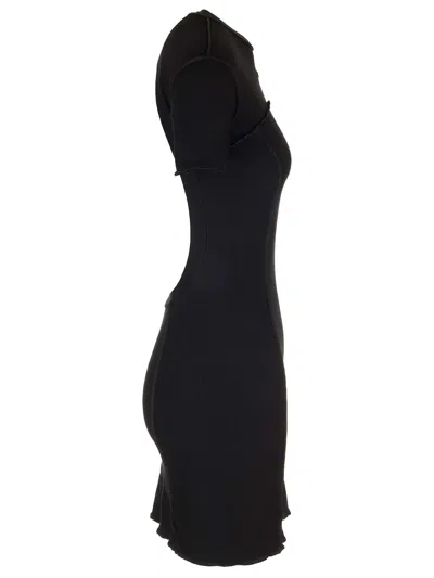 Shop Palm Angels Black Mini Dress With Monogram In Nero