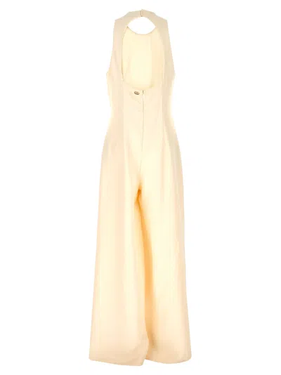 Shop Twinset Sleeveless Jumpsuit In Beige