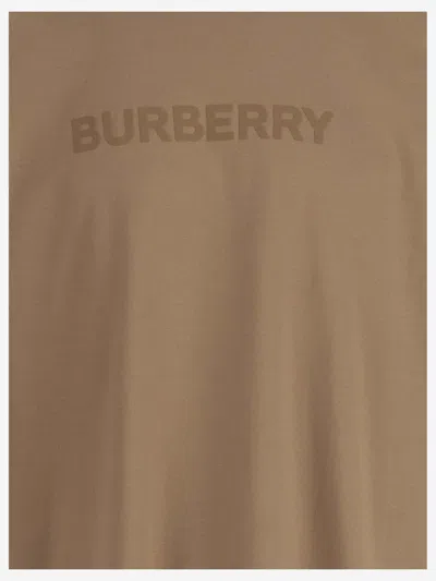 Shop Burberry Cotton T-shirt With Logo In Beige