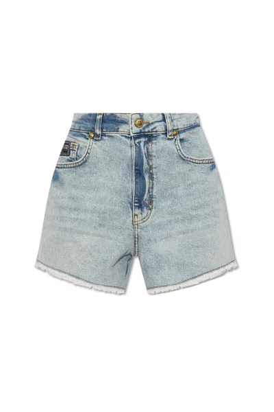 Shop Versace Jeans Couture Denim Shorts In Blu Denim