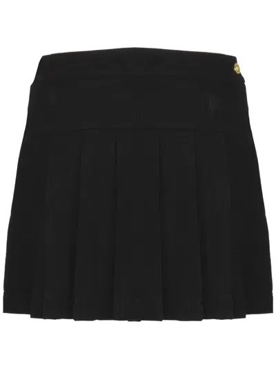 Shop Palm Angels Monogram-embroidered Low-rise Mini Skirt In Nero