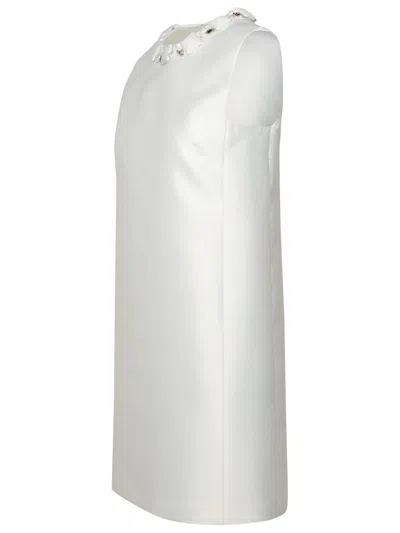 Shop Versace White Silk Blend Dress In Bianco