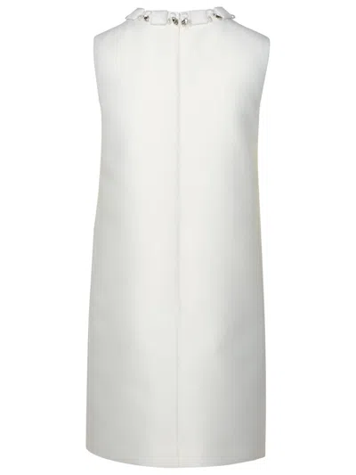 Shop Versace White Silk Blend Dress In Bianco