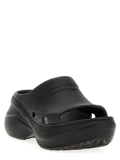 Shop Balenciaga Pool Crocs Sandals In Black
