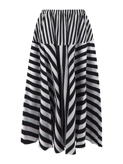 Shop Patou Striped Skirt In Nero E Bianco