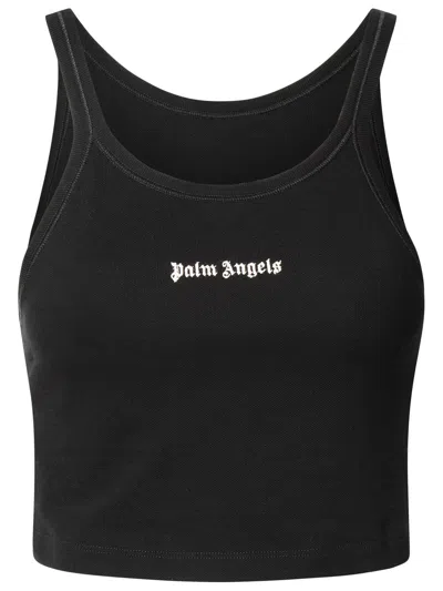 Shop Palm Angels Black Cotton Tank Top In Nero