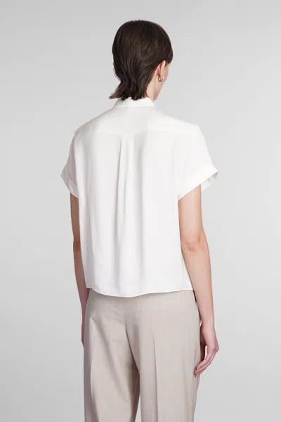 Shop Theory Shirt In Beige Silk In Ivory