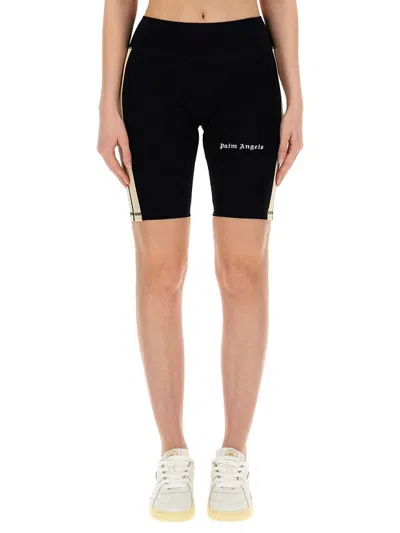 Shop Palm Angels Bermuda With Logo In Nero