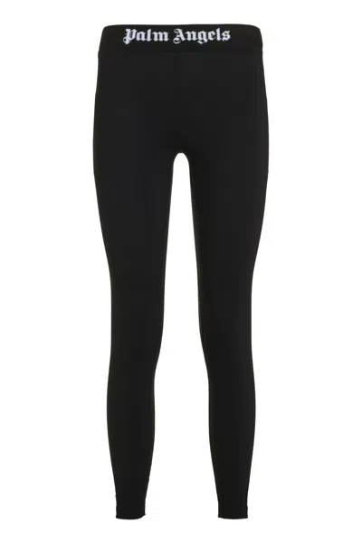 Shop Palm Angels Technical Fabric Leggings In Nero