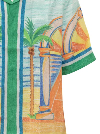 Shop Casablanca Day Of Victory Linen Shirt In Multicolore