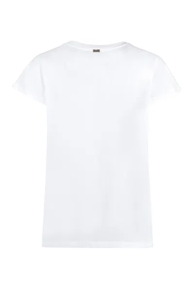Shop Herno Logo Cotton T-shirt In Bianco Marrone