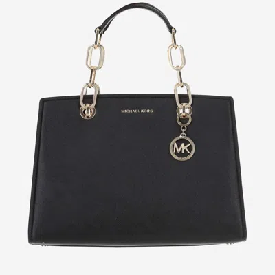 Shop Michael Kors Cynthia Leather Bag In Nero