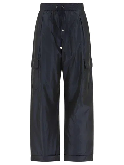 Shop Herno Drawstring Wide Leg Cargo Trousers In New Blu