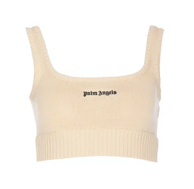Shop Palm Angels Classic Logo Knit Top In Bianco