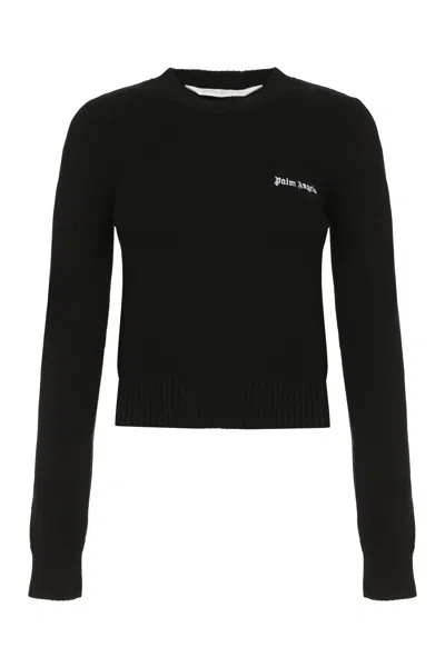 Shop Palm Angels Cotton Sweater In Nero