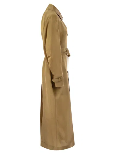 Shop Max Mara Double-breasted Belted Coat In Buff