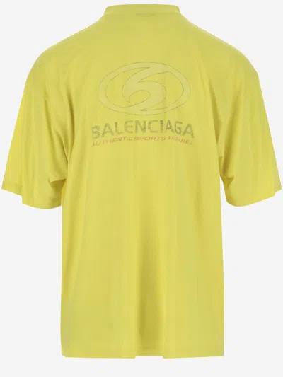 Shop Balenciaga Cotton Surfer T-shirt With Logo In Yellow