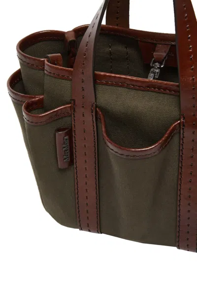 Shop Max Mara Garden Cabasxs Shoulder Bag In Green
