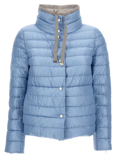 Shop Herno Light Gray Reversible High Neck Down Jacket In Technical Fabric Woman In Lavagna