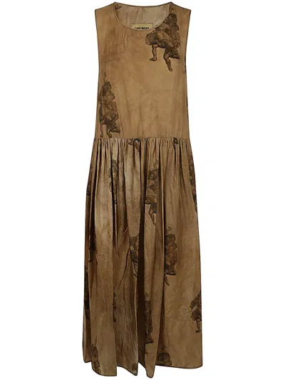 Shop Uma Wang Printed Sleeveless Ardal Dress In Brown