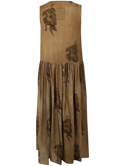 Shop Uma Wang Printed Sleeveless Ardal Dress In Brown