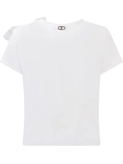 Shop Twinset Volant T-shirt In Bianco