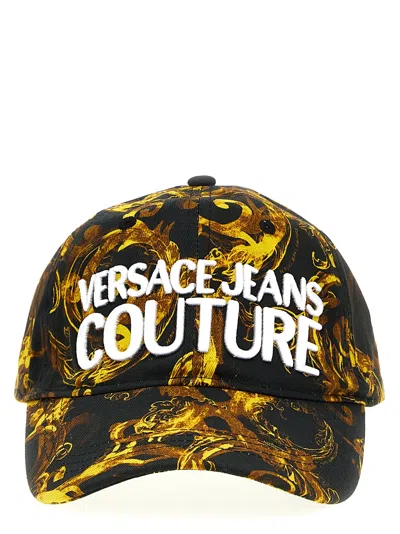 Shop Versace Jeans Couture Logo Embroidery Cap In Black