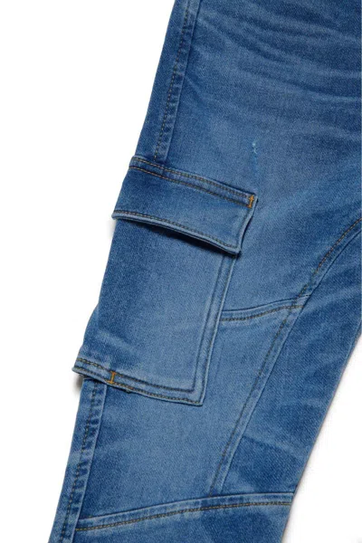 Shop Diesel D-ursy-j Panelled Drawstring Jeans In Blu Denim