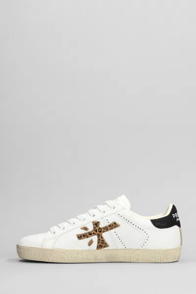 Shop Premiata Steven Sneakers In White Leather In Multicolour