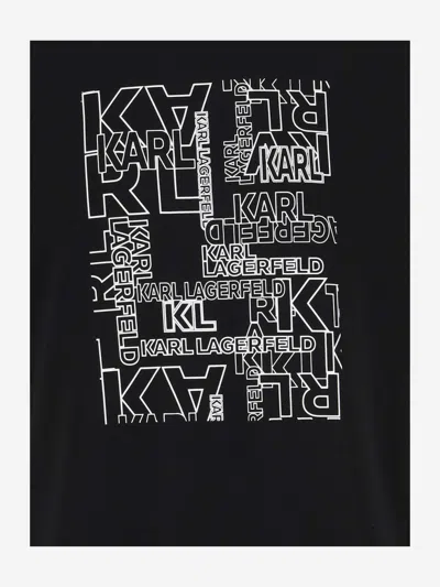 Shop Karl Lagerfeld Stretch Cotton T-shirt With Logo In Black