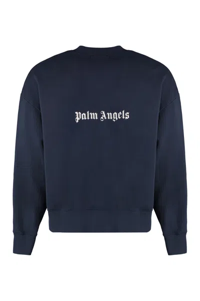Shop Palm Angels Cotton Crew-neck Sweatshirt In Blu