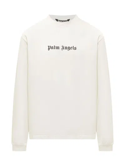 Shop Palm Angels T-shirt With Logo In Bianco