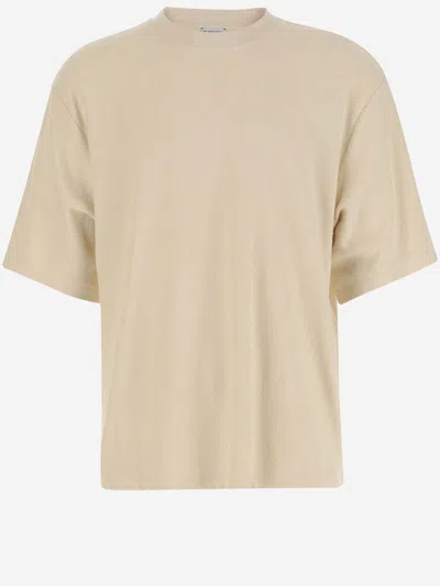 Shop Burberry Cotton Terry T-shirt With Ekd In Yellow