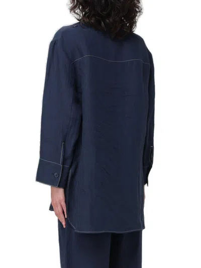 Shop 's Max Mara Buttoned Long-sleeved Top In Blue