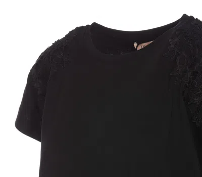 Shop Twinset T-shirt With Lace Details In Nero