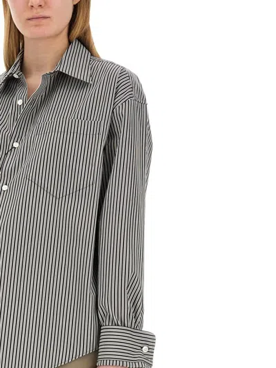Shop Ami Alexandre Mattiussi Alexandre Mattiussi Poplin Striped Button-up Shirt In Black