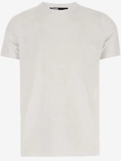 Shop Karl Lagerfeld Cotton T-shirt With All-over Logo In White