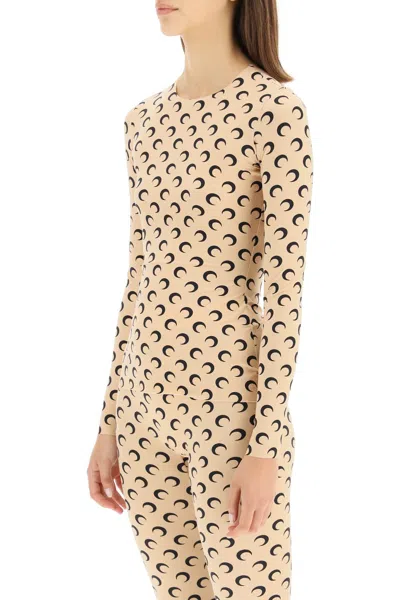 Shop Marine Serre All Over Moon Second Skin Top In Nude
