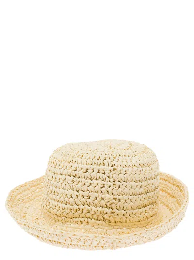 Shop Ganni Summer Straw Hat In Beige